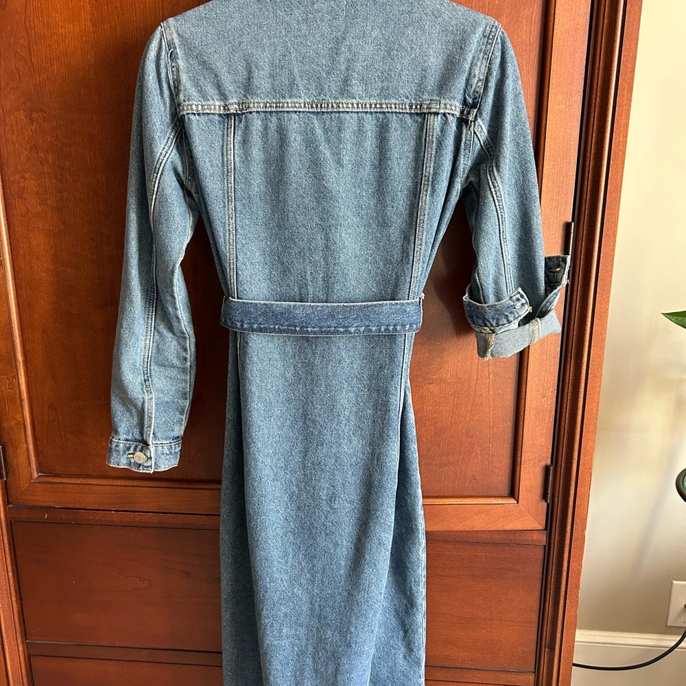 Zara Blue Denim Belted Maxi Dress - Picture 2 of 3
